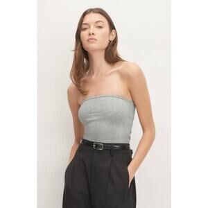 Everlane The Tube Top Built In Shelf Bra Heather Gray Supima Cotton Minimalist S